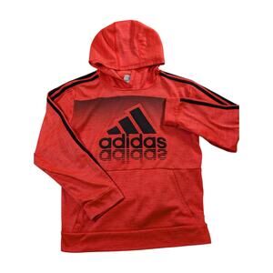Adidas Youth Size L (14-16) Orange Hoodie Three Stripe Logo Track Sports